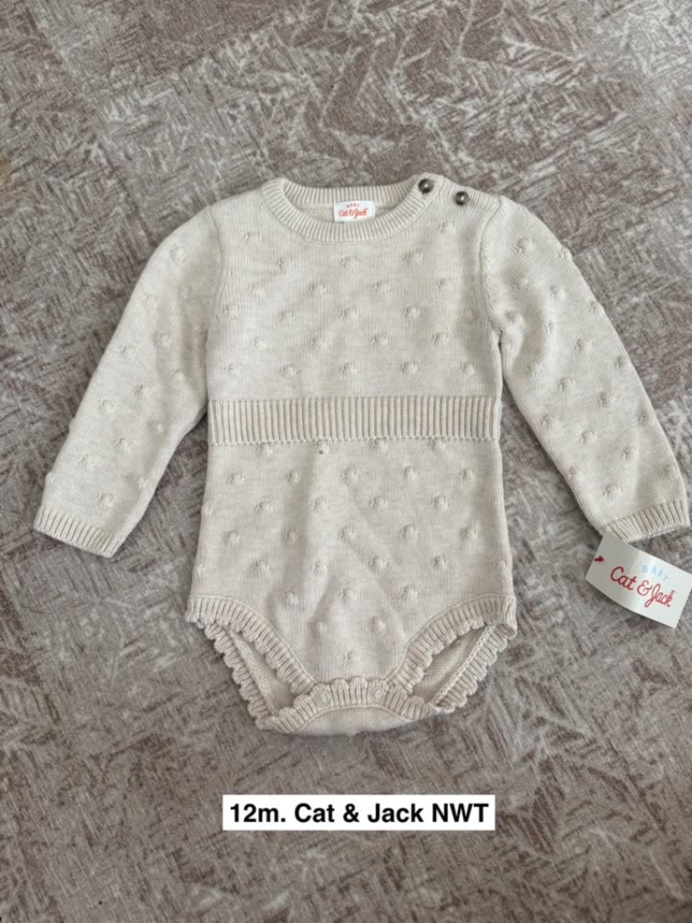 12m. Cat & Jack Neutral Knit Long Sleeve